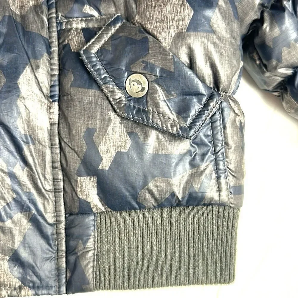 Appaman Down Hooded Puffer Baby Boys Gray Navy Blue Camo 12-18 m